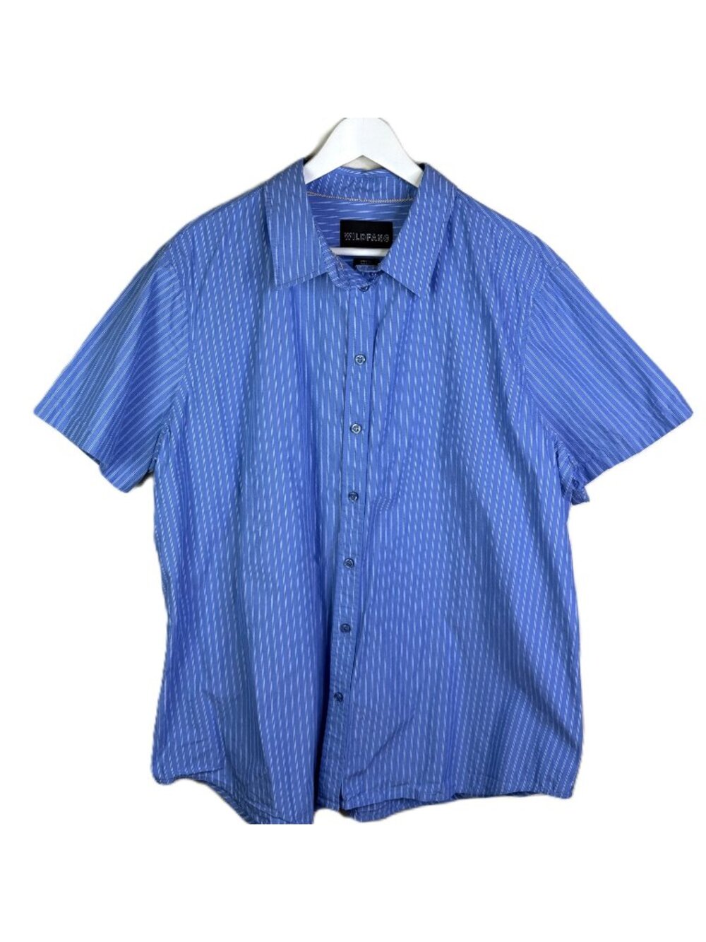 Wildfang The Essential Button-Up Blue Striped Short Sleeve Blouse, Size XXL
